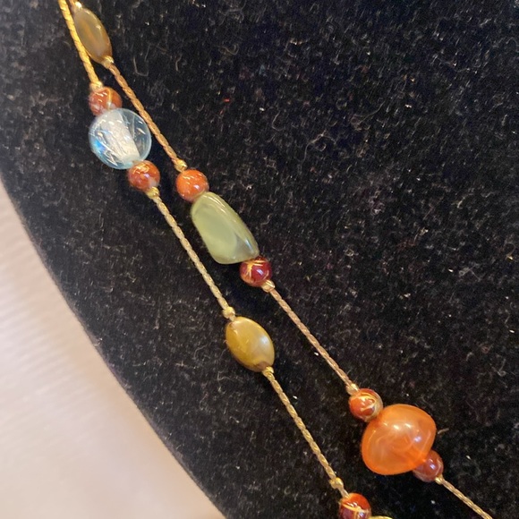 Vintage Glass & Plastic Bead Double Strand Tiered Necklace - Picture 2 of 5